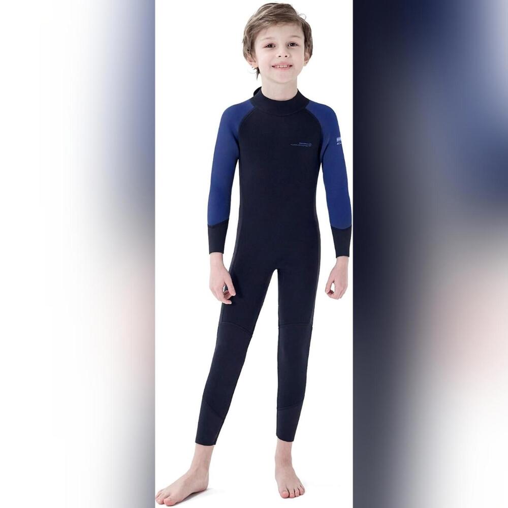 NWT Dark Lightning 3/2 mm Kids Wetsuit, Neoprene Thermal One Piece, Medium